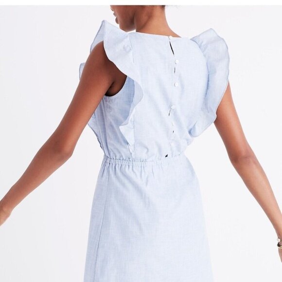 Madewell Bellflower Ruffle Dress Craft Blue 2 - Picture 2 of 9